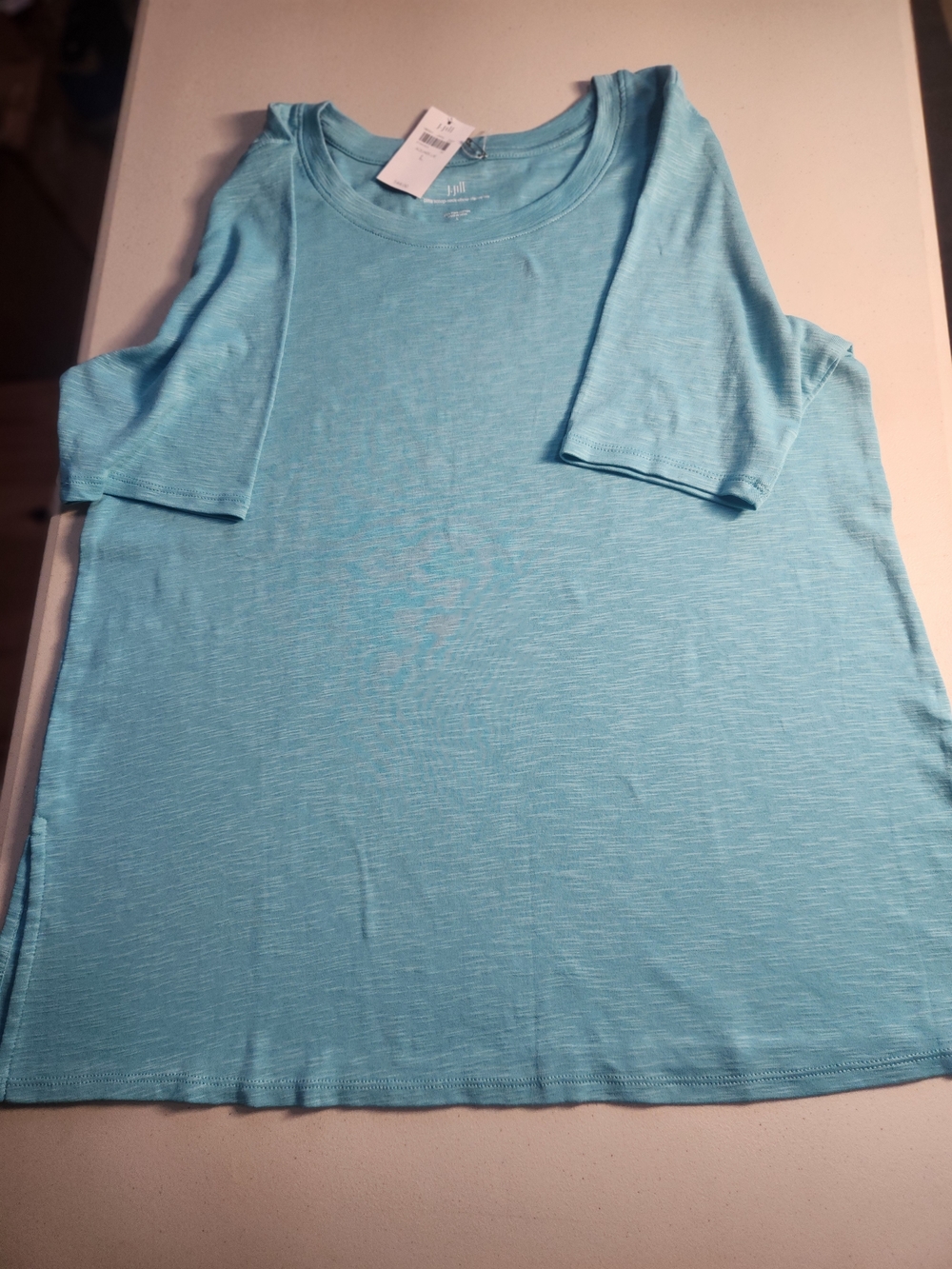 J.Jill Aqua Blue Scoop Neck Tee - Picture 3 of 7